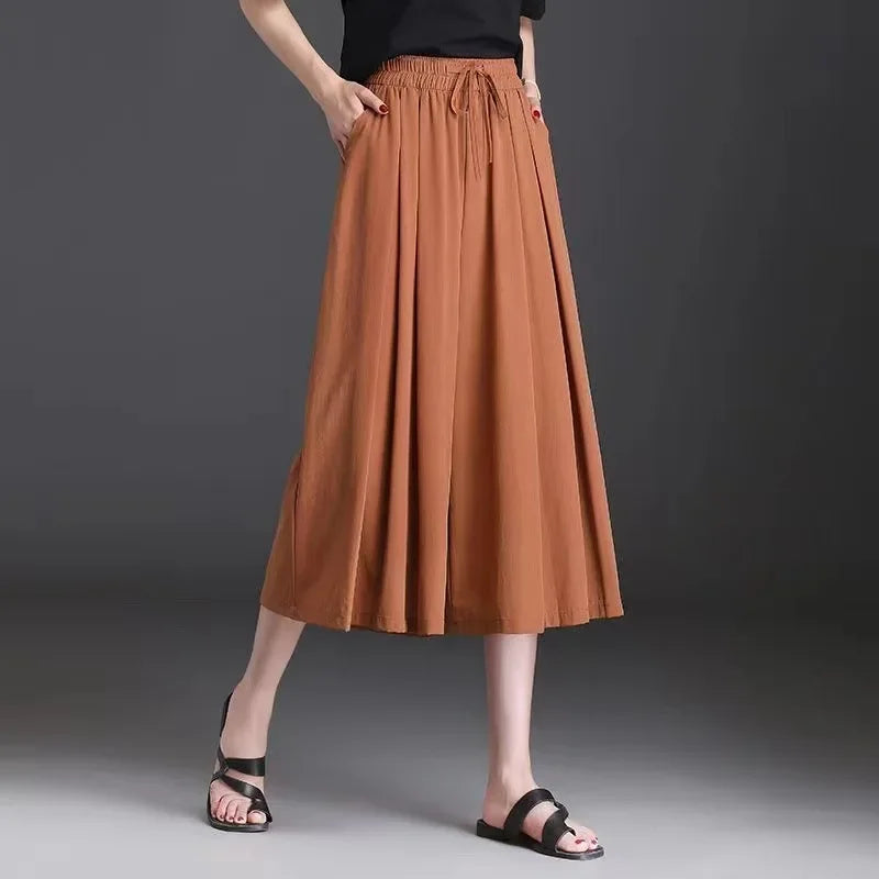 Jupe-Culotte Large Soie Glacée Femme | MDN Store