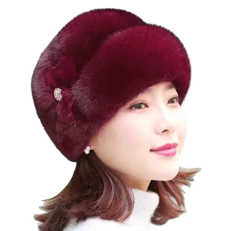 Bonnet Hiver Chaud Imitation Fourrure Vison Femme | MDN