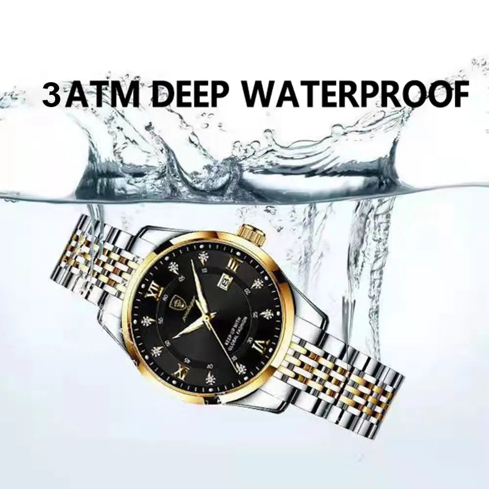 Montre Quartz Femme Luxe Acier Inoxydable Chiffres Romains Lumineuse | MDN Store 25