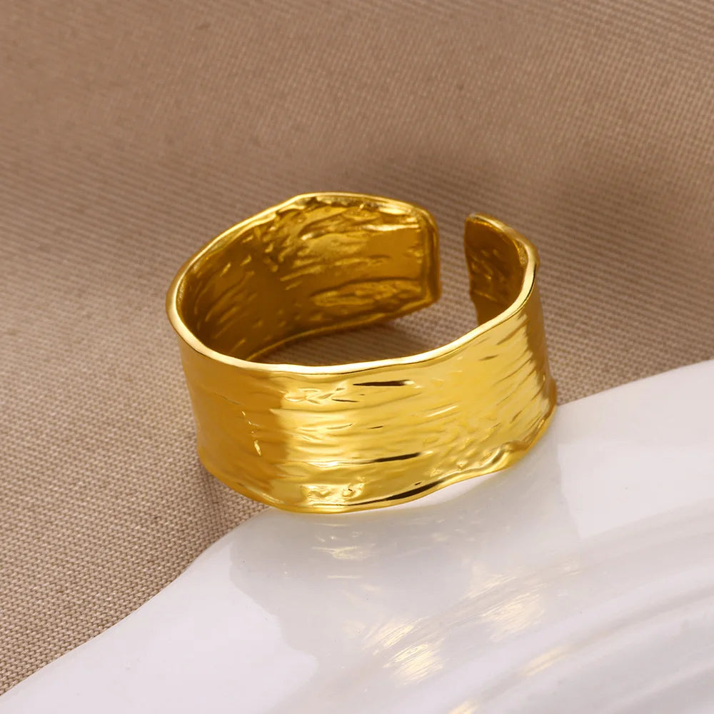 Bague Géométrique Acier Doré Ajustable | MDN Store