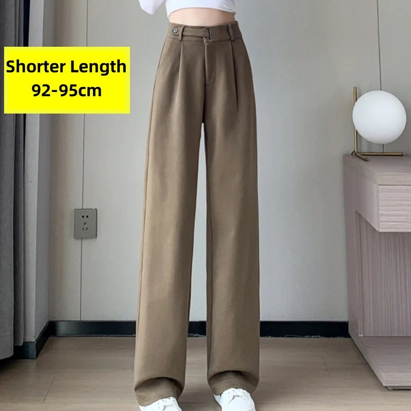 Pantalon Femme Laine Large Taille Haute - Boutons Chic Automne Hiver | MDN