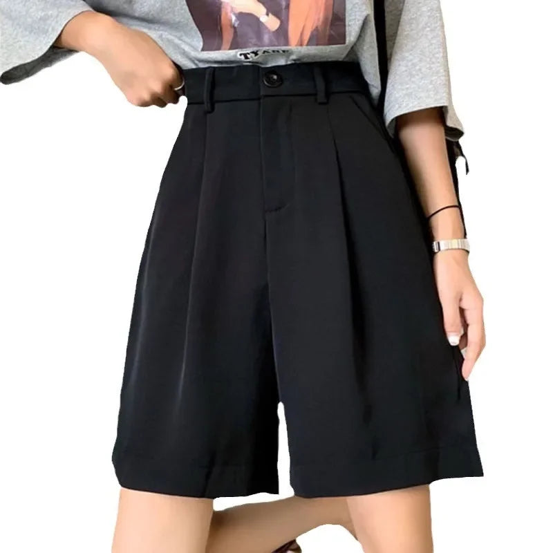 Short Costume Femme Noir Taille Haute Jambes Larges | MDN Store