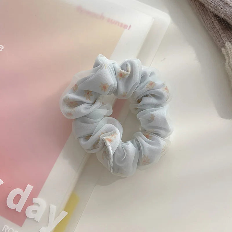 Chouchou Double Couche Organza Soie Fleur Douce - Élastique Cheveux Fille | MDN Store