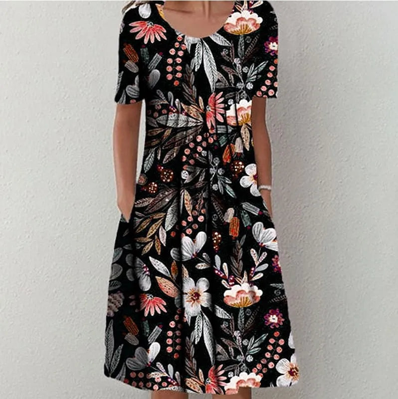 Robe Longue Femme Bohème Fleurie Volants Poches Été | MDN Store