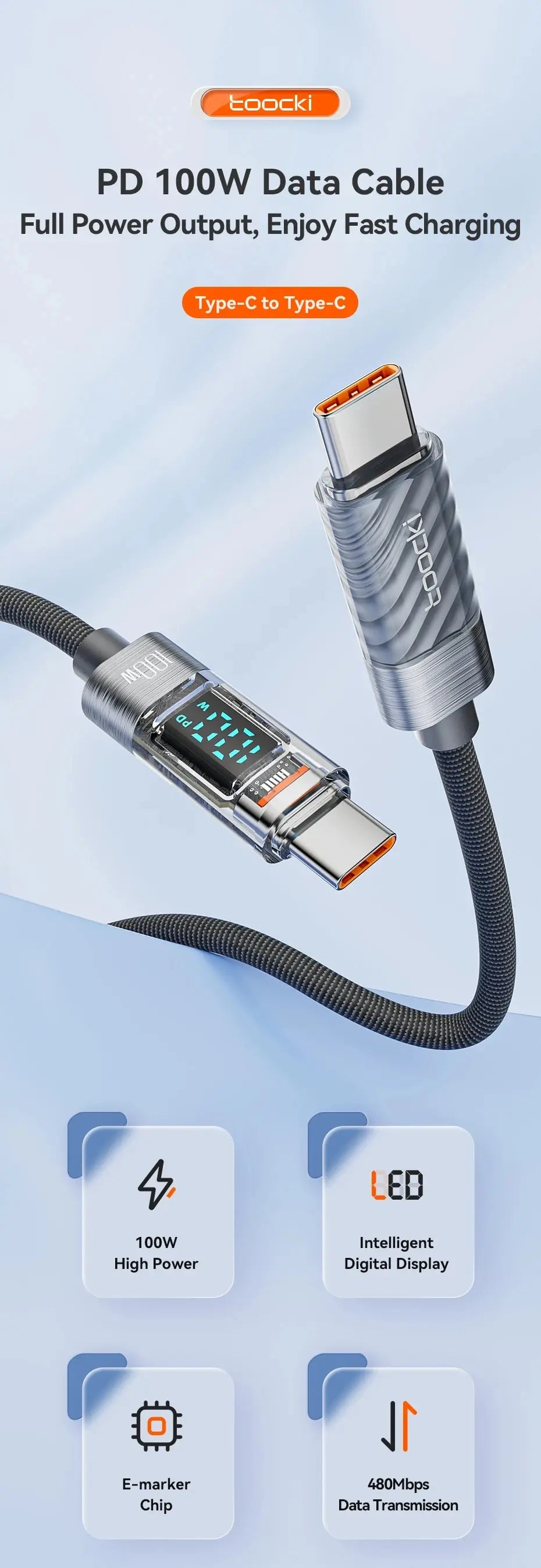 toocki-cable-usb-type-c-vers-type-c-100w-affichage - MDN Store 25
