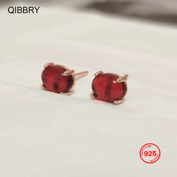 Boucles Oreilles Pierres Précieuses Grenat Rubis Argent 925 Femme | MDN Store 25