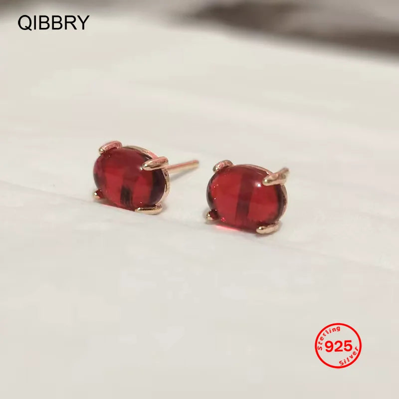 Boucles Oreilles Pierres Précieuses Grenat Rubis Argent 925 Femme | MDN Store 25