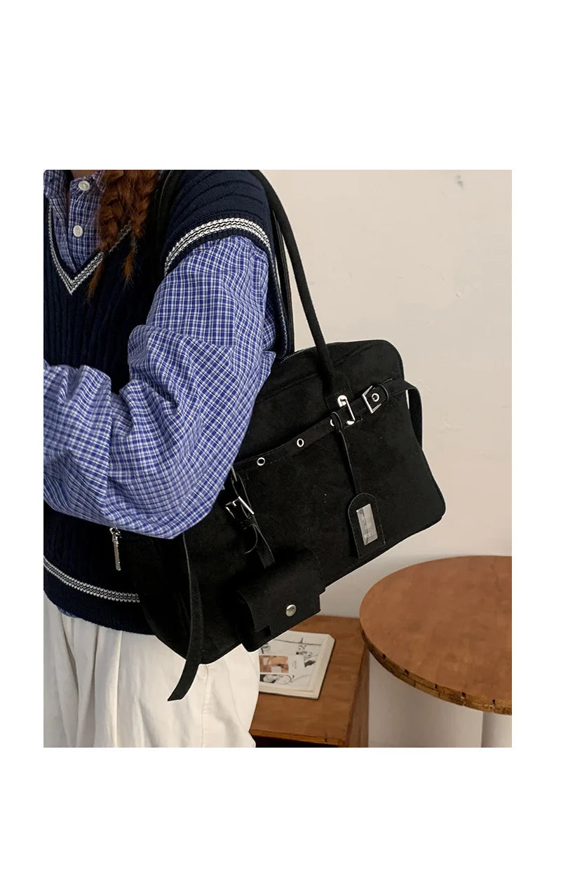 Sac à Main Femme Cuir Daim Vintage Grande Capacité Bureau - MDN