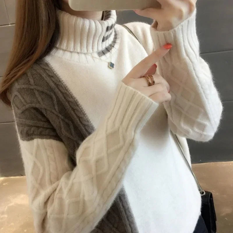 Pull Femme Col Polo Double Polaire Epais Ample Fit Grande Taille S-3XL | MDN Store