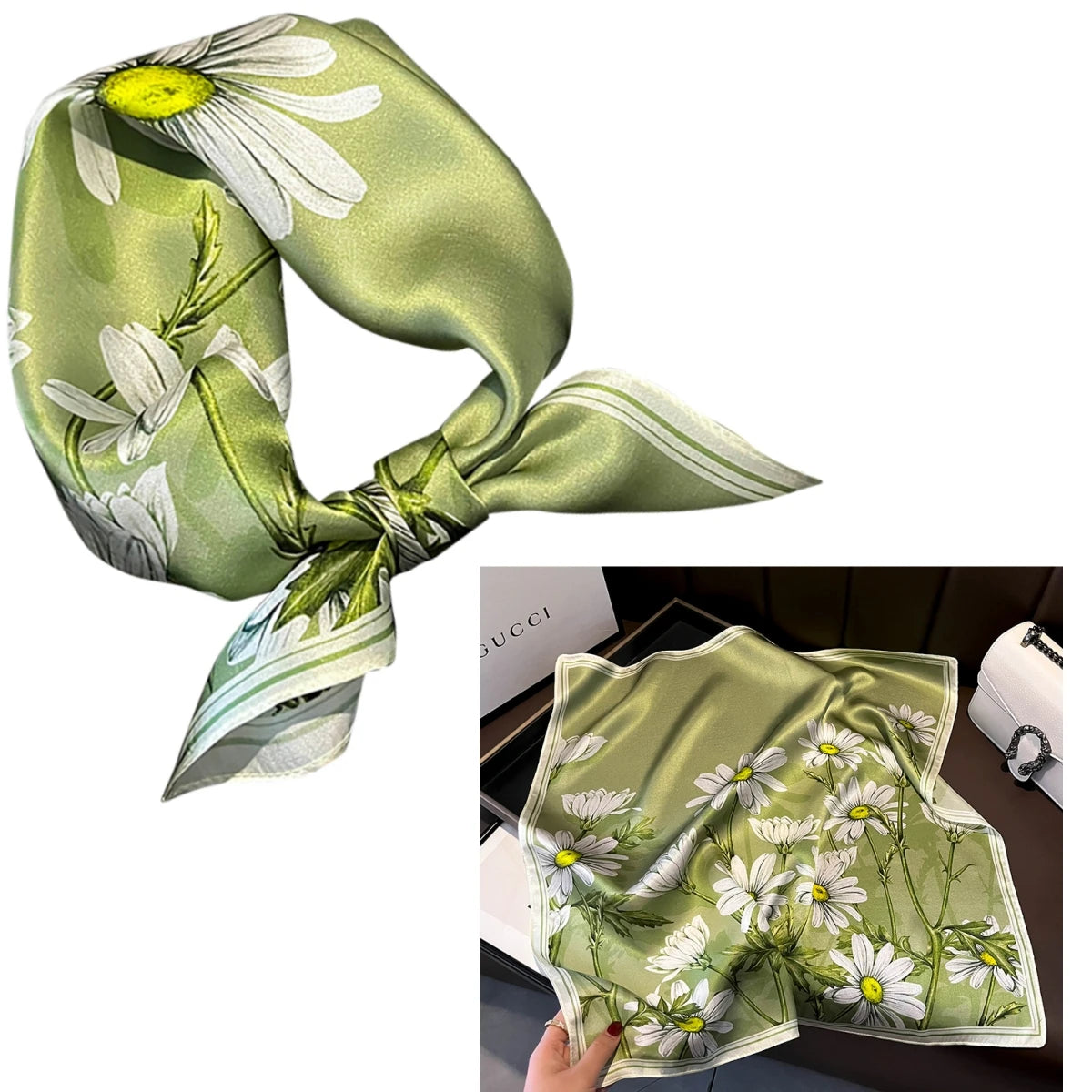 Foulard Carré Soie Mûrier 100% Floral 53cm Femme | MDN Store