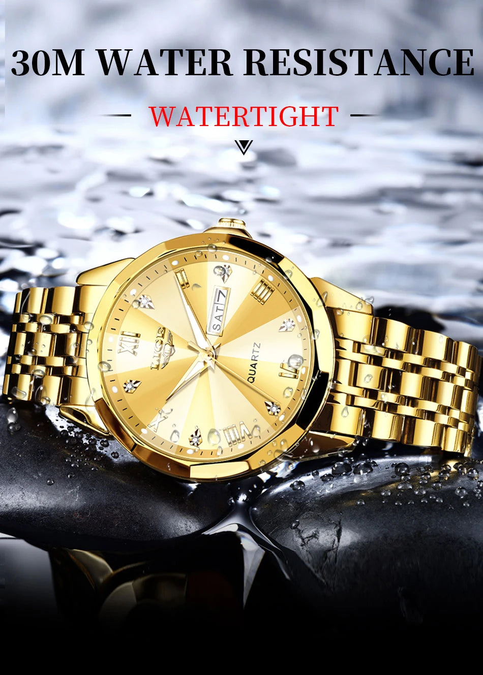 Montre Femme LIGE Luxe Acier Inoxydable Étanche | MDN Store