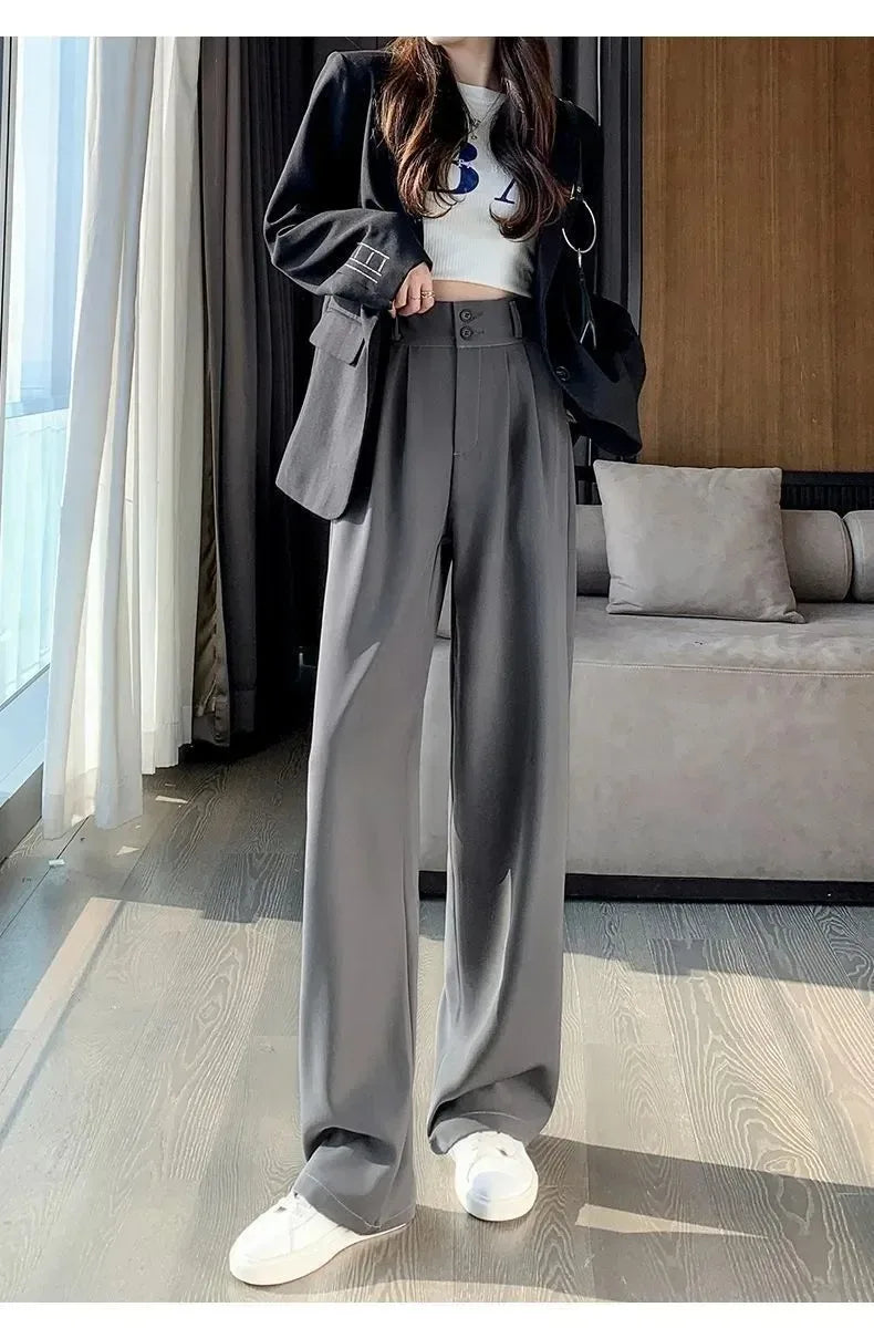 Pantalon Femme Grande Taille Haute Coréen - Baggy Bureau Élégant | MDN Store