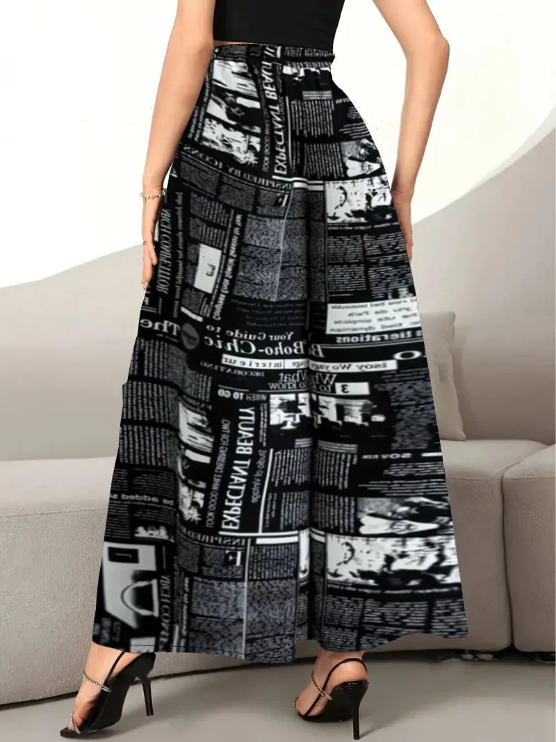 Pantalon Large Femme Imprimé 3D Street Noir | MDN Store