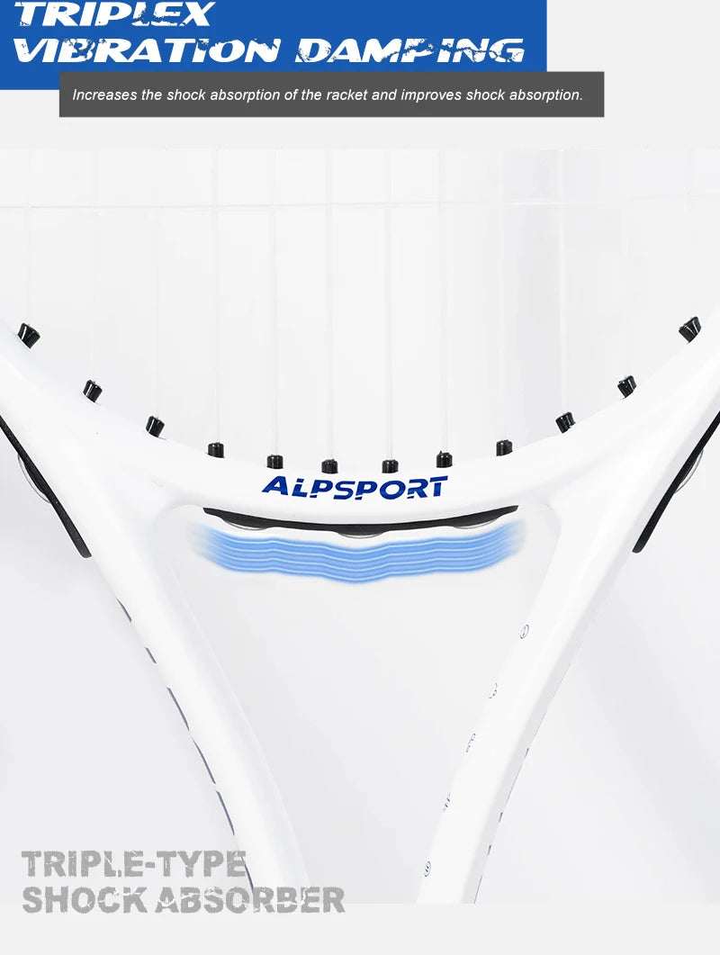 Raquette de Tennis Professionnelle ALPSPORT T800 — Fibre de Carbone 100%, Ultra-Légère 280g, Sangle Antidérapante | MDN Store 25