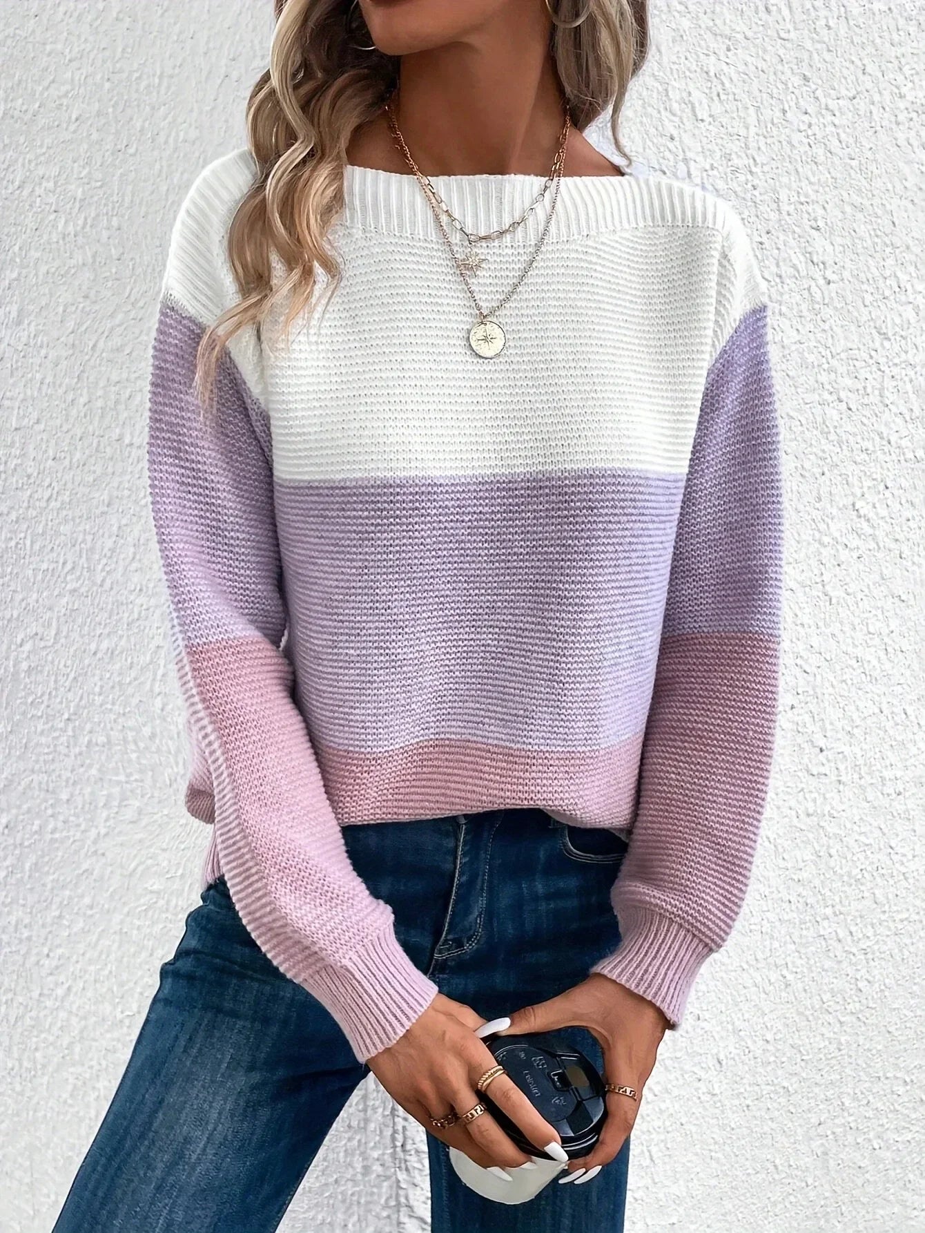 Pull Femme Ample Col Rond Tricote Epais 8 Coloris Automne Hiver | MDN Store
