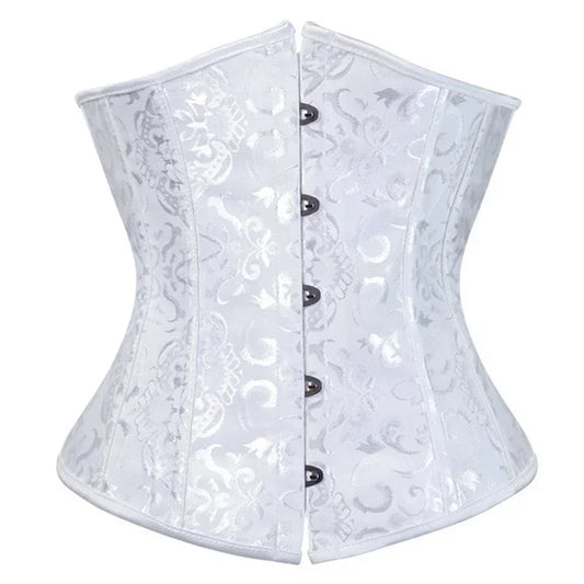 Corset Sous-Poitrine Jacquard Floral Gothique Femme - Bustier Gainant Élastique Baleiné | MDN