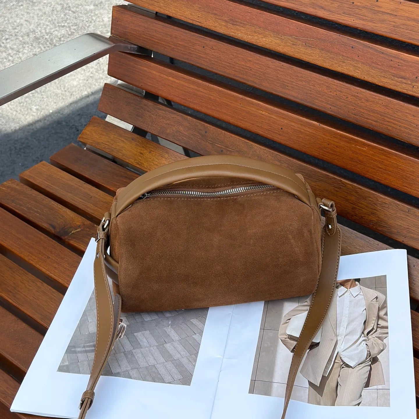 Sac Bandoulière Cylindrique Femme Cuir Véritable MDN - Luxe Designer