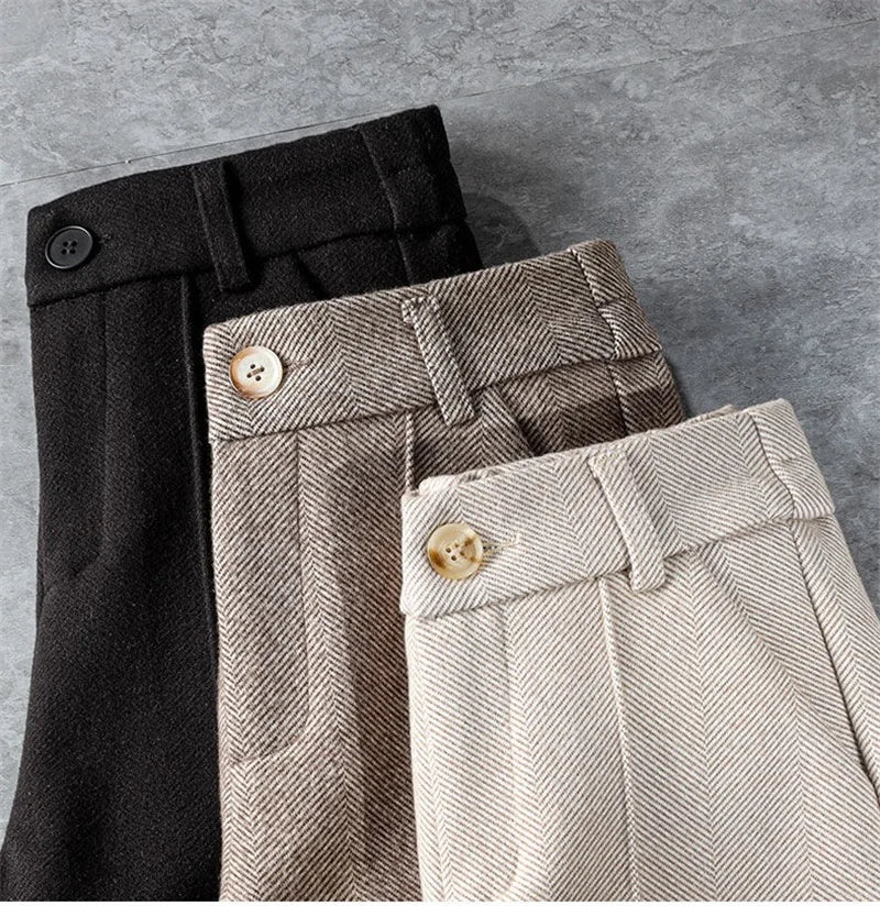 Pantalon Femme Laine Taille Haute - Velours Épais Chaud Automne Hiver | MDN