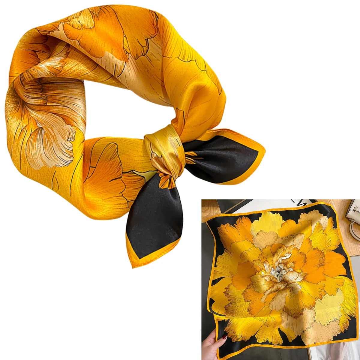 Foulard Carré Soie Mûrier 100% Floral 53cm Femme | MDN Store