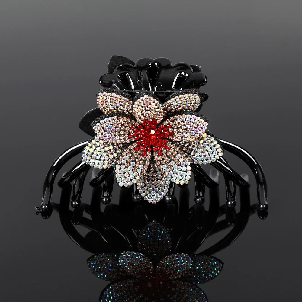 Pince Cheveux Fleur Strass Luxe Coréenne - Barrette Crabe Élégante | MDN Store