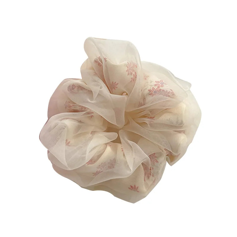 Chouchou Double Couche Organza Soie Fleur Douce - Élastique Cheveux Fille | MDN Store
