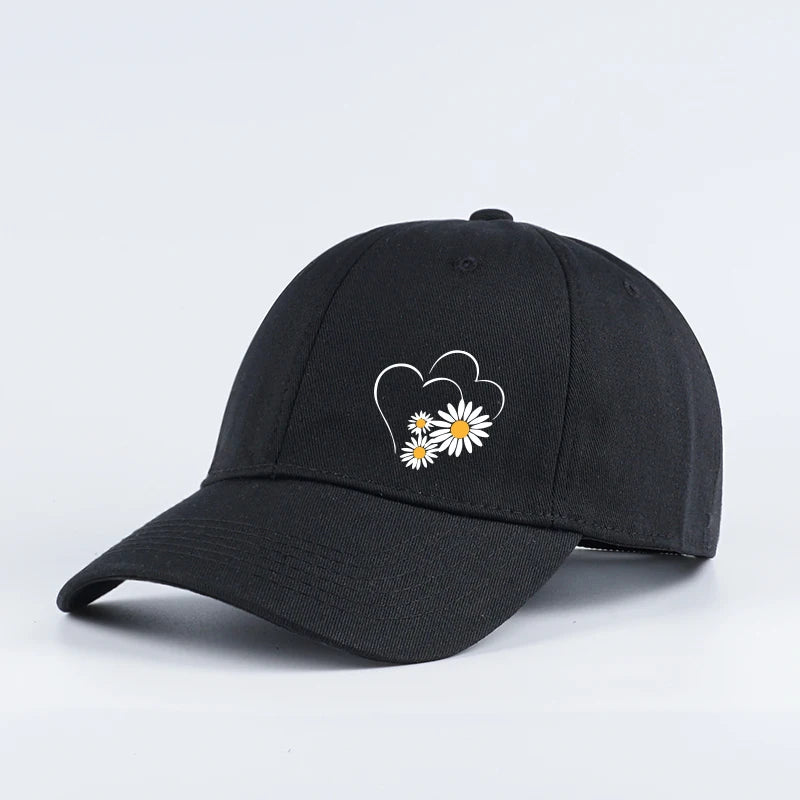 Casquette Baseball Visiere Souple Imprime Coeur Daisy Femme Reglable | MDN Store 25
