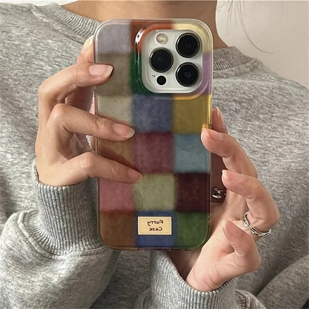 Coque iPhone Dopamine Carreaux Colorés Mate - 16 15 14 13 12 | MDN Store