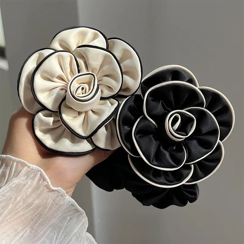 Chouchou Camélia Fleur Tissu Rétro - Élastique Cheveux Femme Élégant Haute... | MDN Store