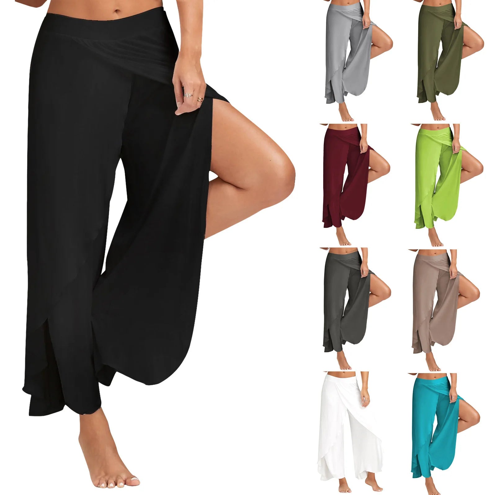 Pantalon Yoga Femme Large Fendu Blanc | MDN Store