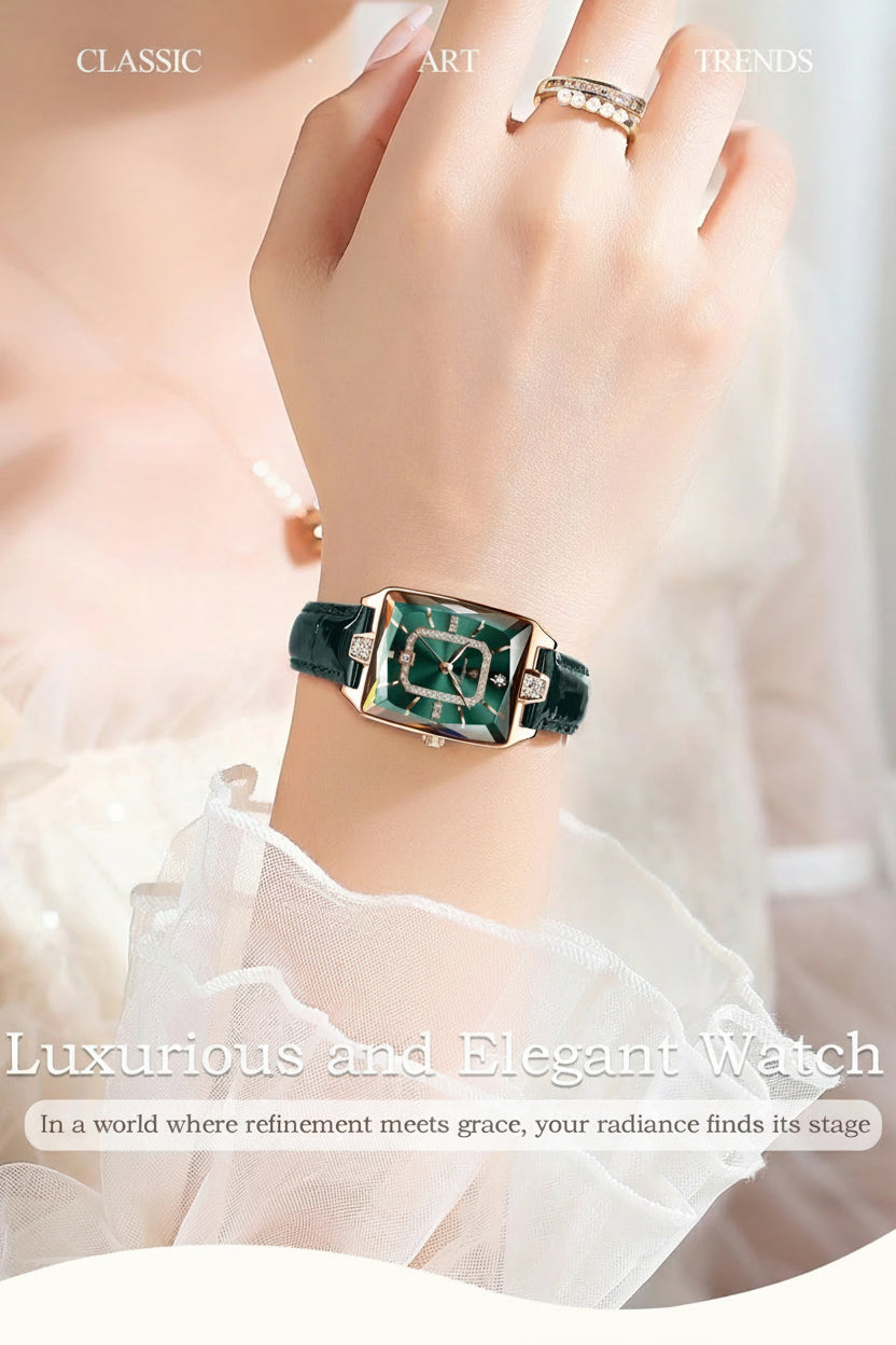 Montre Femme Rectangle Cuir POEDAGAR - Luxe Étanche Date Quartz Élégante Cadeau | MDN