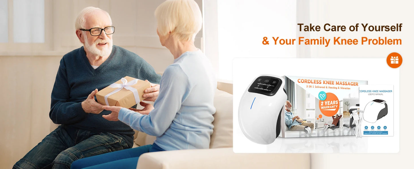 Masseur Genoux Sans Fil Infrarouge LED - Thérapie Chaleur 3 Niveaux | MDN