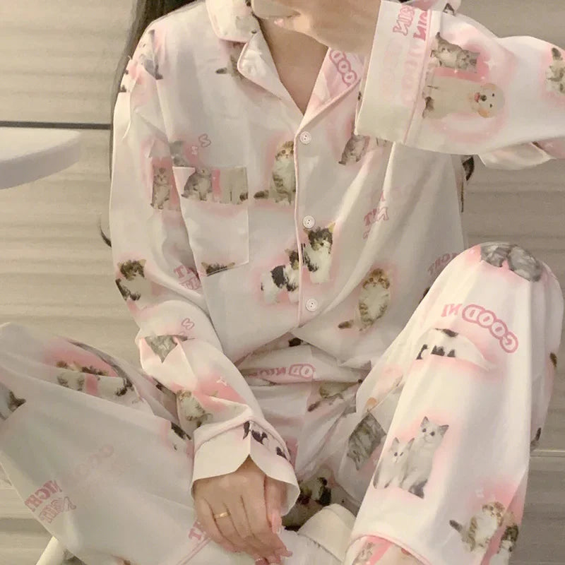 Pyjama Soie Glacée Chat Été | MDN Store