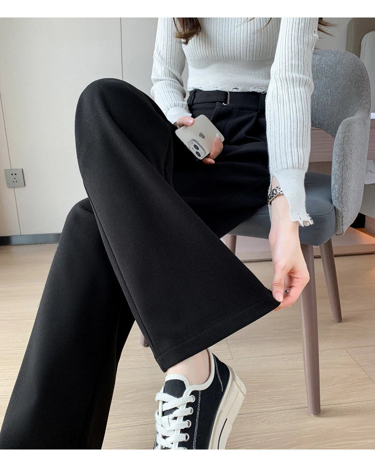 Pantalon Laine Large Femme Boutons Milk Tea | MDN Store