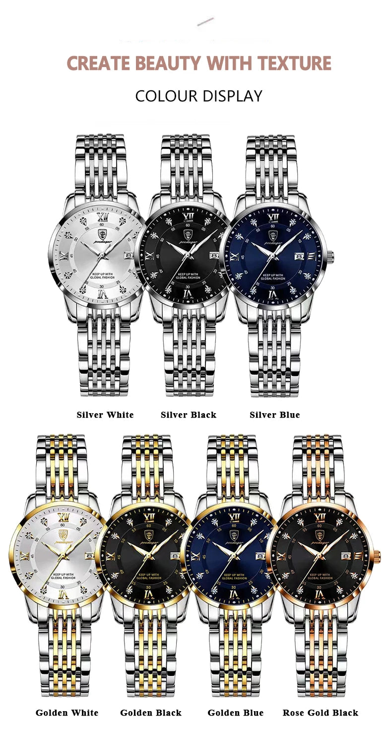 Montre Quartz Femme Acier Inoxydable Lumineuse Date Etanche Fashion | MDN Store 25