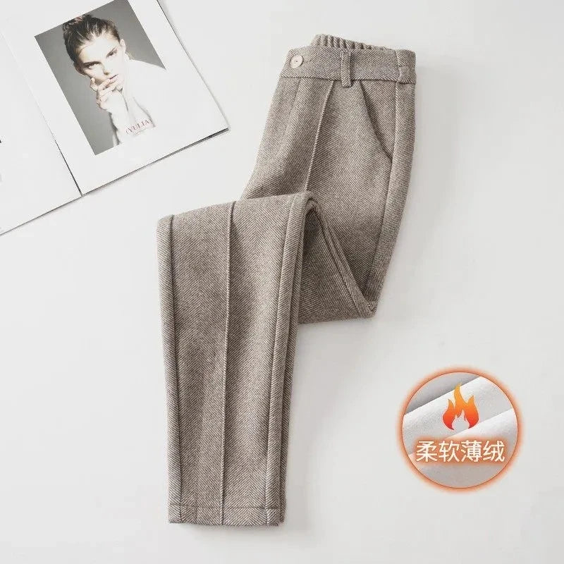 Pantalon Femme Laine Taille Haute Velours Hiver Chaud | MDN Store
