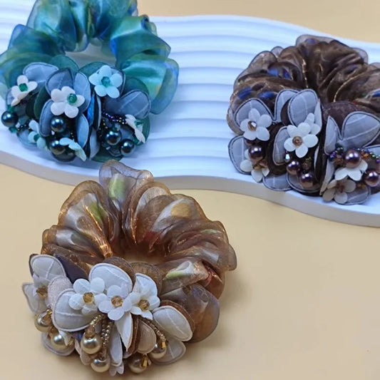 Chouchou 3 Fleurs Perle Élastique | MDN