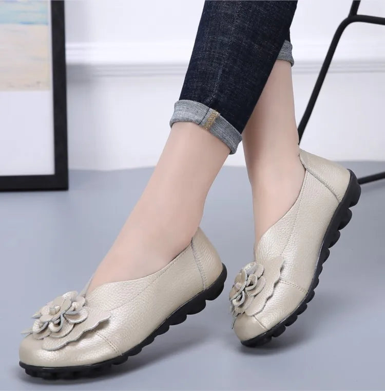 Ballerines Cuir Fleur Élégantes Grande Taille | MDN Store