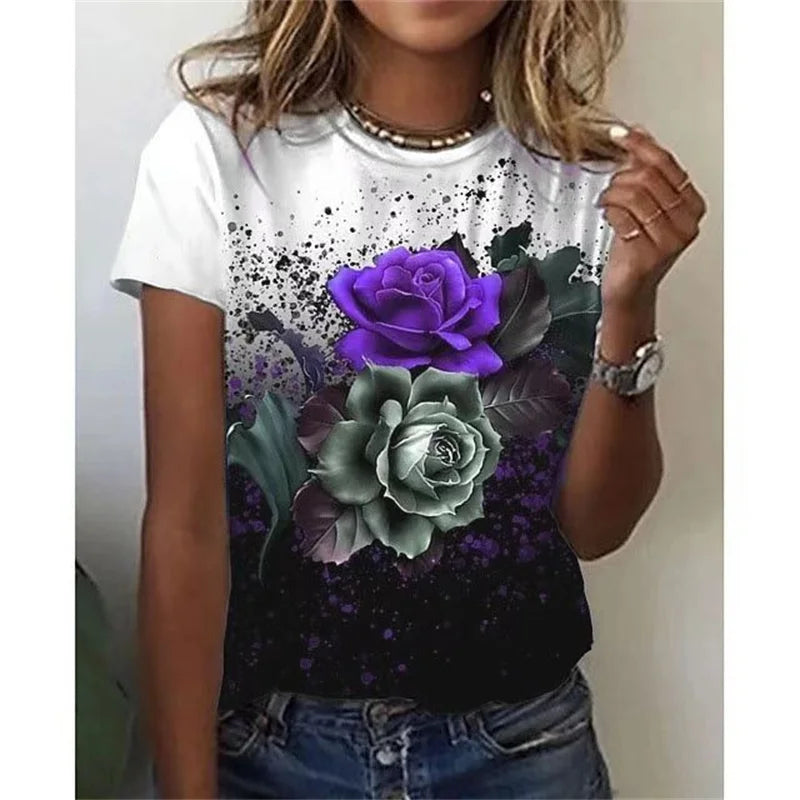 T-Chemise Fleurs Colorées 3D Oversize Femme | MDN Store