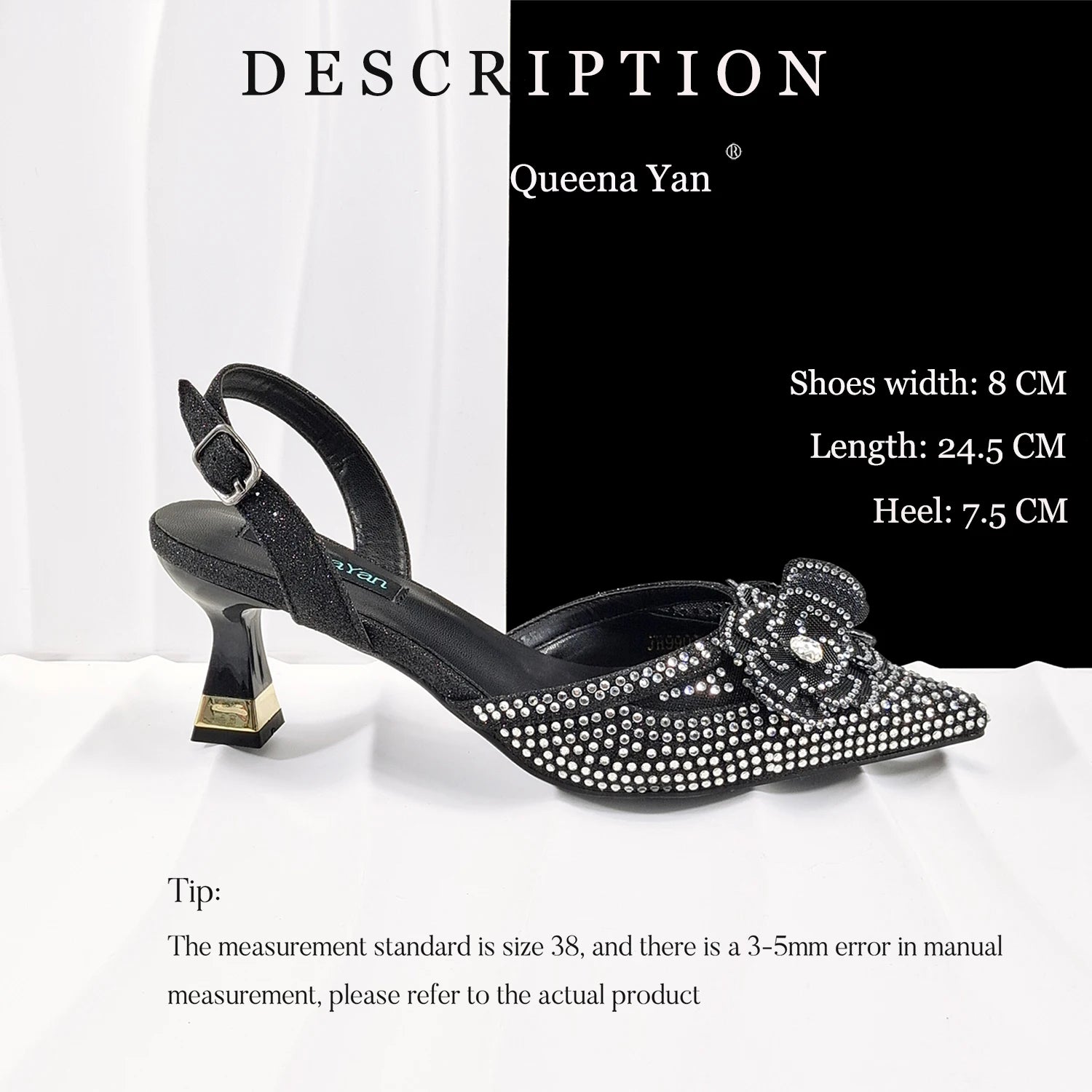 Escarpins Bout Pointu Talon Carré Femme Soirée Cristaux Élégant | MDN Store 25