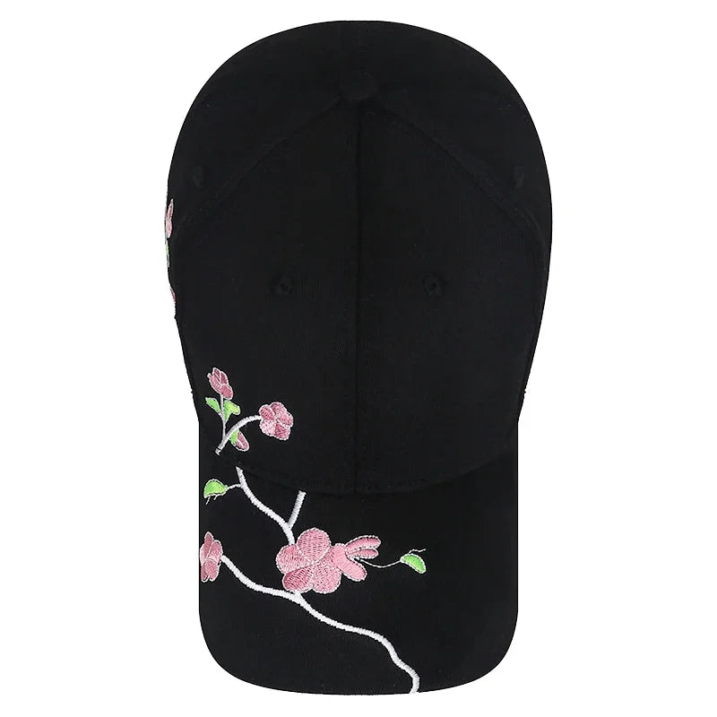 Casquette Bec de Canard Broderie Fleur de Prunier Femme Reglable | MDN Store 25