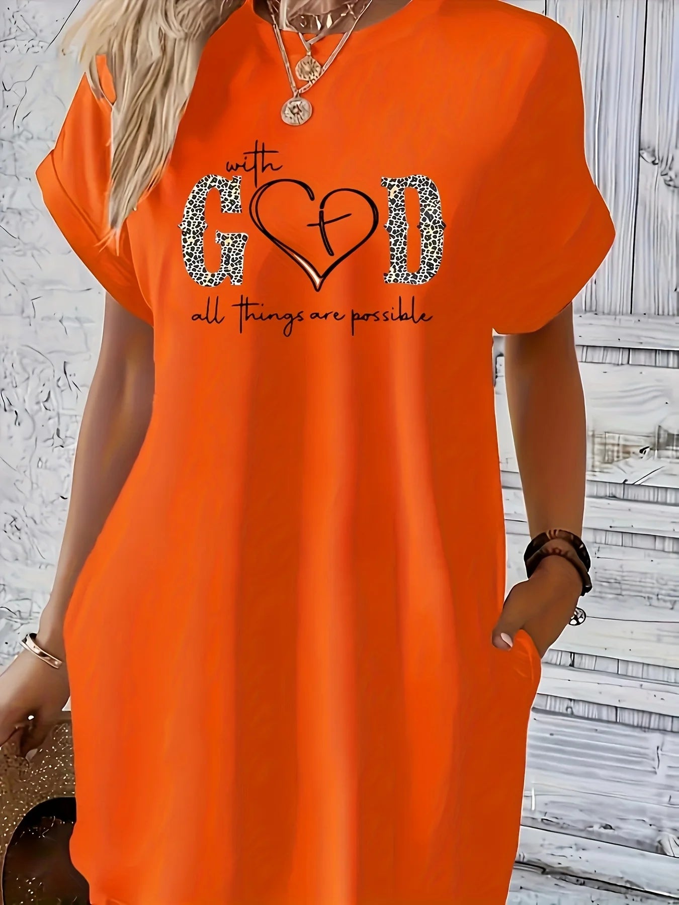 Robe T-Shirt Imprimée GOD Manches Courtes Noire | MDN