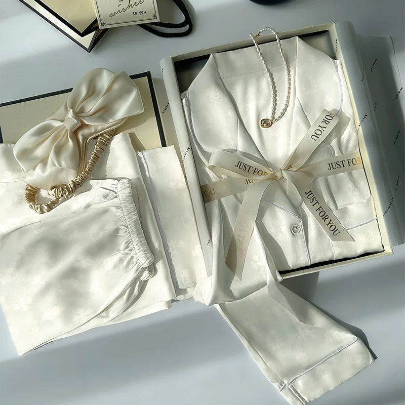 Pyjama Satin Soie Imprimé Mignon | MDN