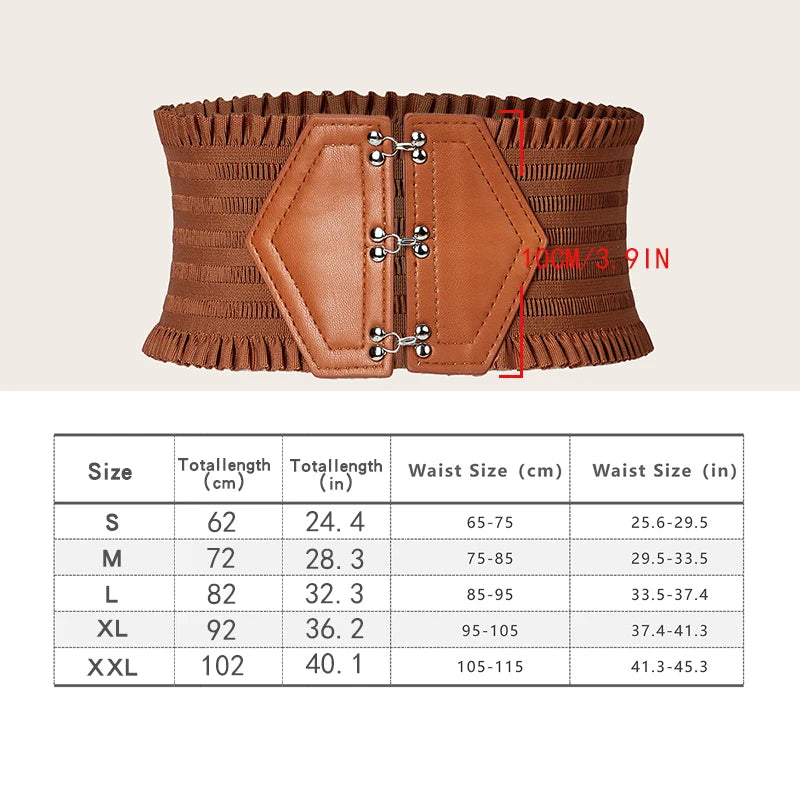 Ceinture Large Élastique Triple Boucle Volants Femme - Ceinture Robe Décorative Ajustable | MDN