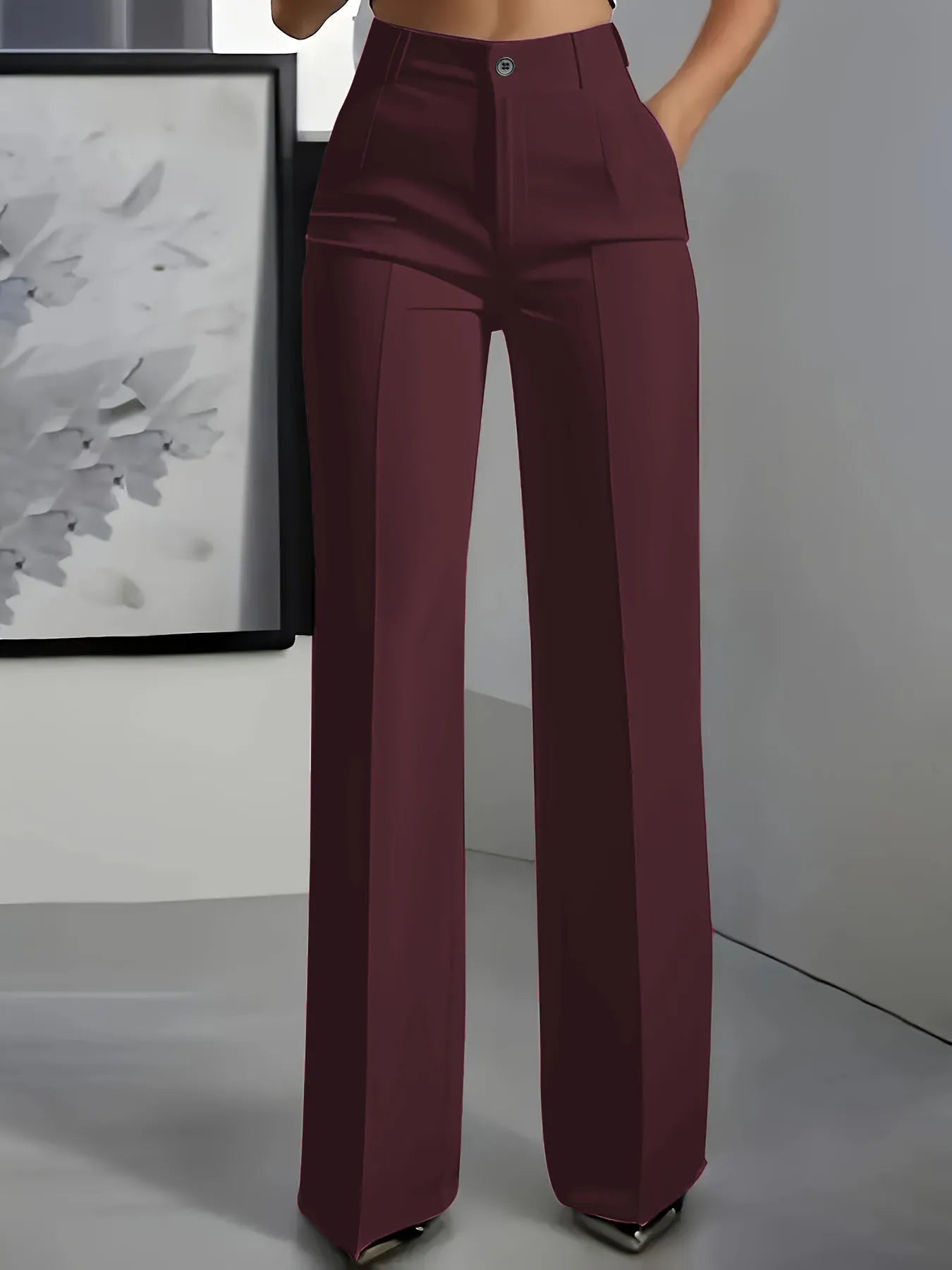 Pantalon Femme Taille Haute Drapé Coupe Droite Élégant | MDN Store