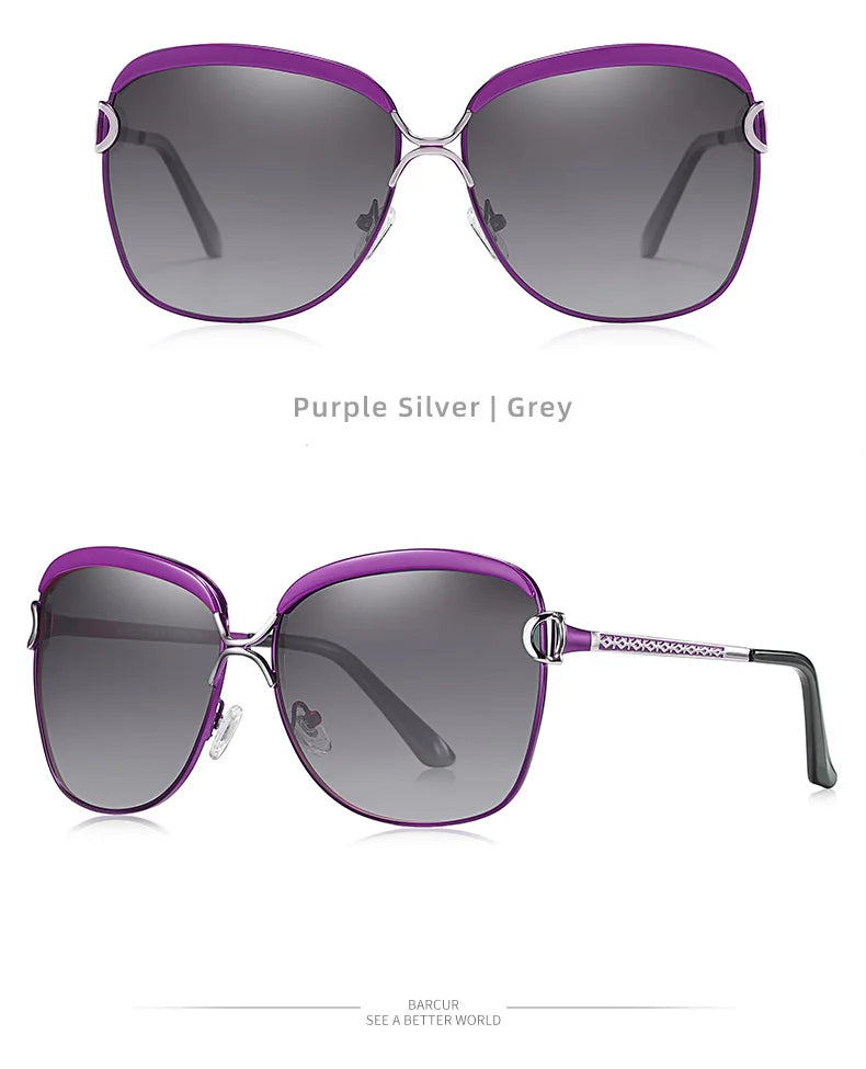 BARCUR Lunettes de Soleil Polarisées Femme Ovale Verres Dégradés UV400 Luxe | MDN Store 25
