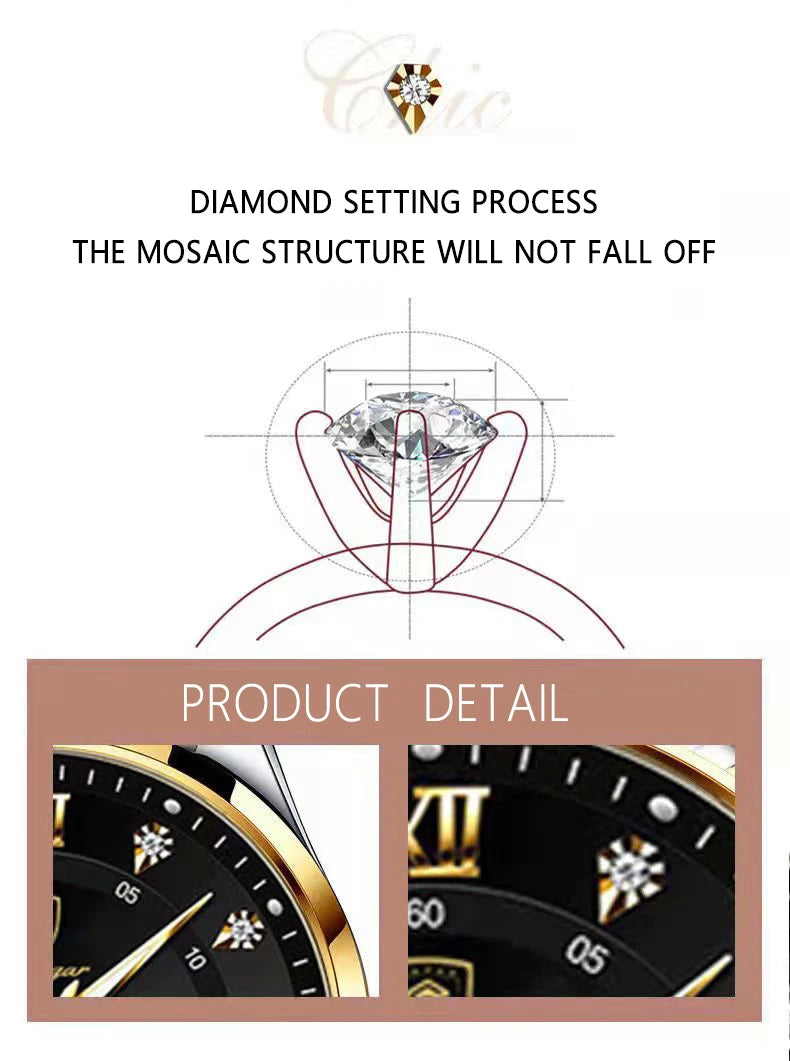 Montre Quartz Femme Luxe Acier Inoxydable Chiffres Romains Lumineuse | MDN Store 25