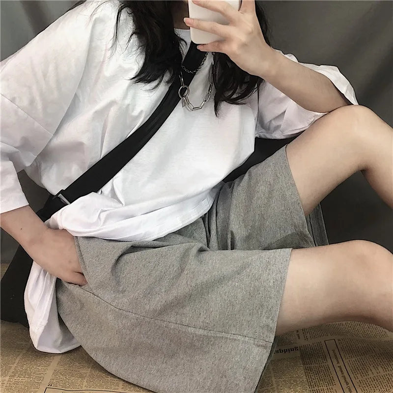 Short Taille Haute Femme Large Gris | MDN Store