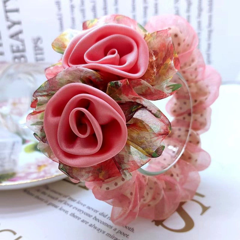Chouchou Fleur Maille Large Élégant - Élastique Chignon Femme | MDN Store