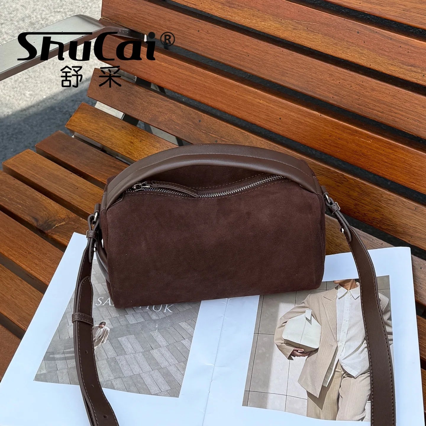 Sac Bandoulière Cylindrique Femme Cuir Véritable MDN - Luxe Designer