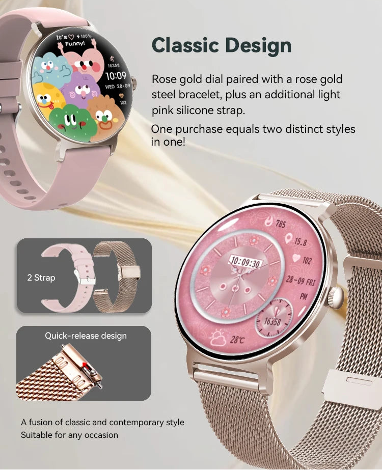 Montre Connectée Femme Luxe 1.27" Bluetooth | MDN